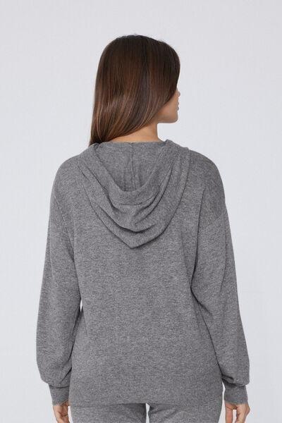 Grey Heavy Wool Hoodie, 5701_929V, large image number 2