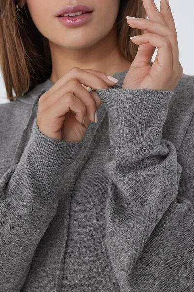 Grey Heavy Wool Hoodie, 5701_929V, large image number 3