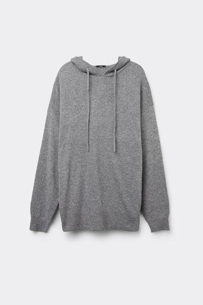 Grey Heavy Wool Hoodie, 5701_929V, large image number 4
