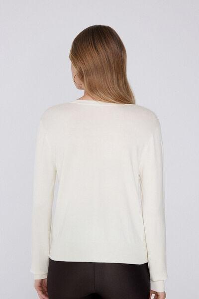 White Fully-Fashioned Buttoned Cardigan, Milk White, large image number 1
