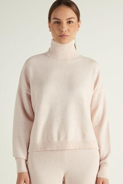 Pink Loungewear Short Polo Neck Sweater, , large image number 0