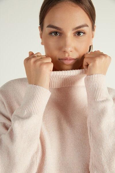 Pink Loungewear Short Polo Neck Sweater, , large image number 1