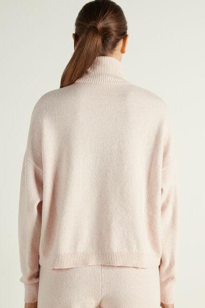 Pink Loungewear Short Polo Neck Sweater, , large image number 2
