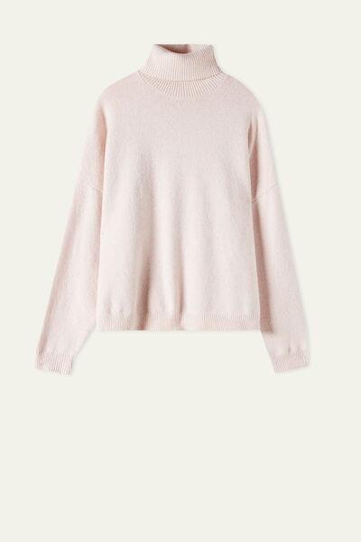 Pink Loungewear Short Polo Neck Sweater, , large image number 4