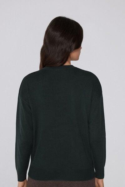 Brown Round Neck Christmas Print Cotton Jumper, 5701_918Y, large image number 2