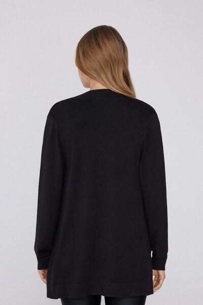 Black Long Sleeve Cotton Cardigan, , large image number 2