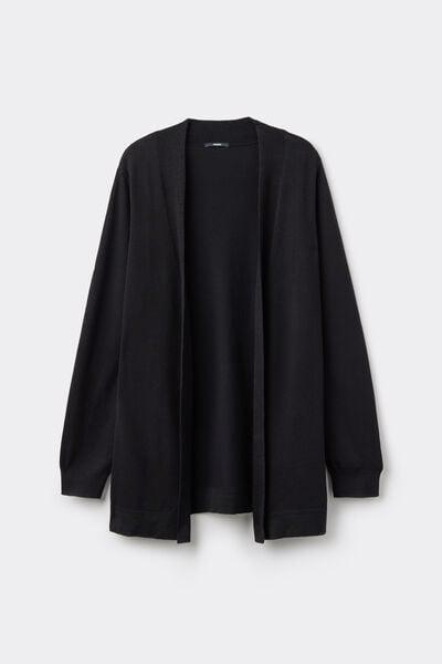 Black Long Sleeve Cotton Cardigan, , large image number 4