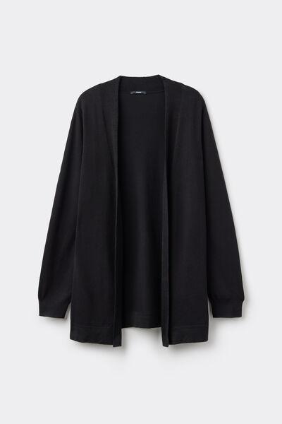 Black Long Sleeve Cotton Cardigan, Black, large image number 6