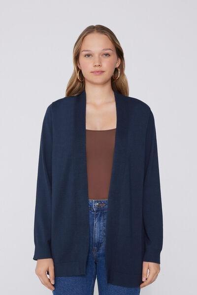 Navy Long Sleeve Cotton Cardigan, , large image number 0