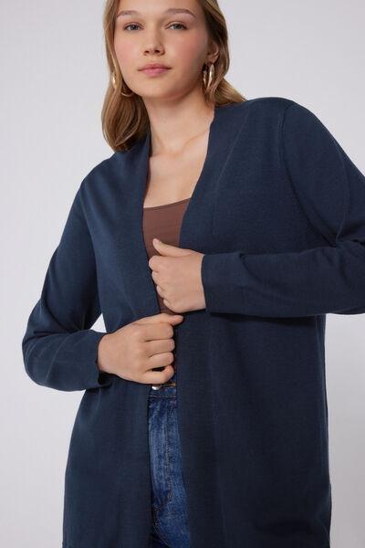 Navy Long Sleeve Cotton Cardigan, Absolute Blue, medium
