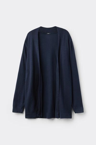 Navy Long Sleeve Cotton Cardigan, Absolute Blue, large image number 3