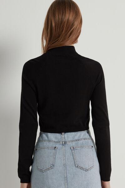 Black Long-Sleeved Crop Top, , large image number 2