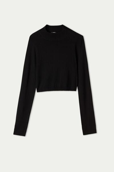 Black Long-Sleeved Crop Top, , large image number 4