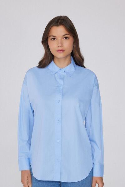 Blue Long-Sleeved Cotton Shirt, , large image number 0
