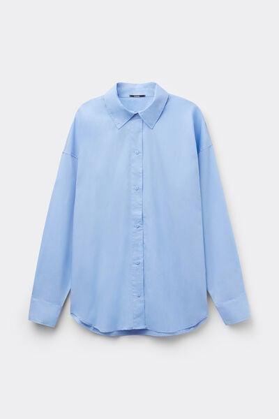 Blue Long-Sleeved Cotton Shirt, , large image number 4