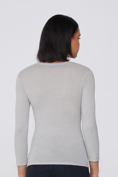 Grey V-Neck Ribbed Top, , large image number 2