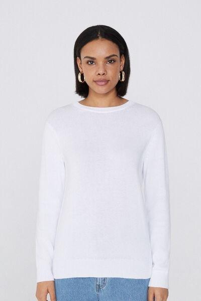 White Fully Fashioned Sweater, , medium