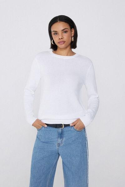 White Fully Fashioned Sweater, , large image number 1