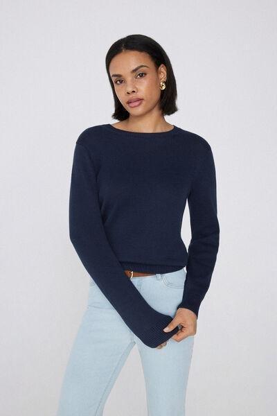 Navy Fully Fashioned Sweater, Absolute Blue, large image number 0