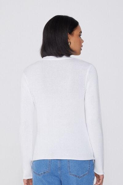 White Fully-Fashioned Cardigan, White, large image number 2