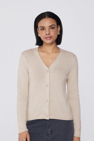 Ecru Fully-Fashioned Cardigan, , large image number 0