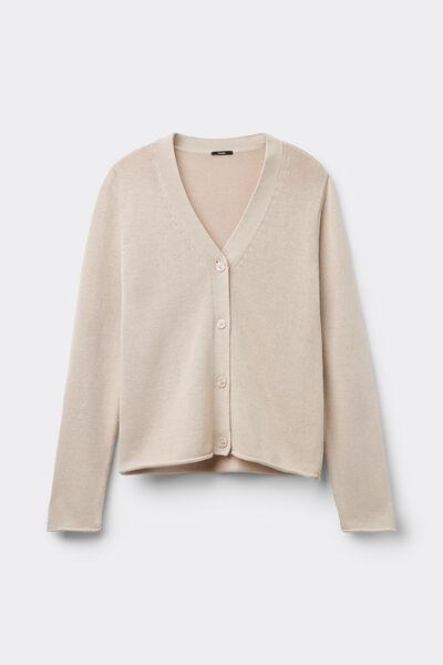 Ecru Fully-Fashioned Cardigan, 5701_334Y, large image number 4