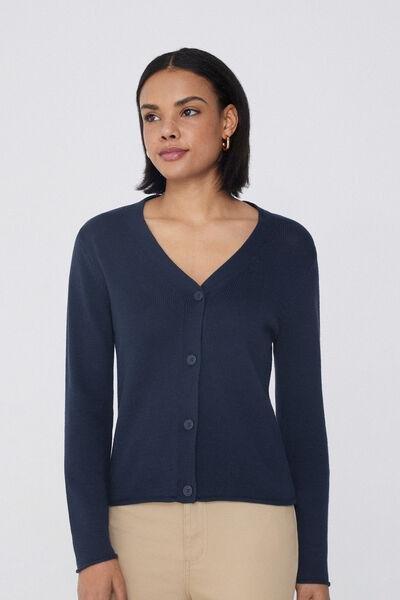 Navy Fully-Fashioned Cardigan, , large image number 0
