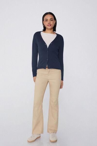 Navy Fully-Fashioned Cardigan, , large image number 1