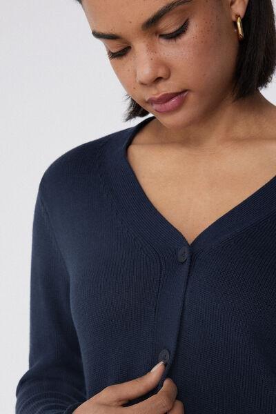 Navy Fully-Fashioned Cardigan, , large image number 3