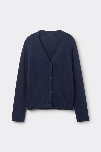 Navy Fully-Fashioned Cardigan, , large image number 4