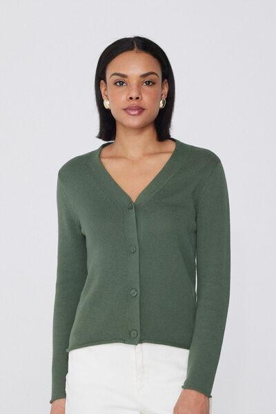 Green Fully-Fashioned Cardigan, 5701_920W, large image number 1