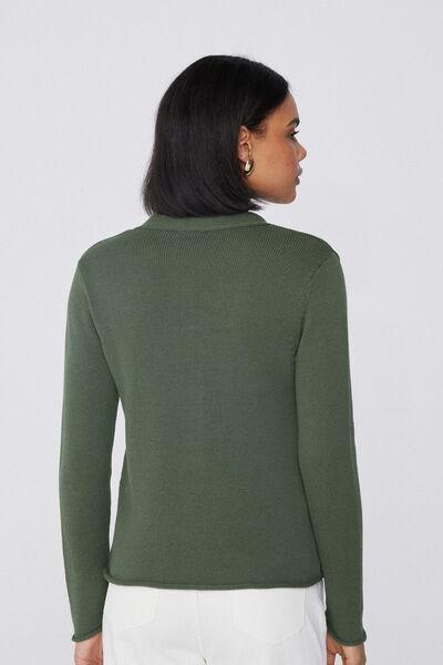 Green Fully-Fashioned Cardigan, 5701_920W, large image number 2