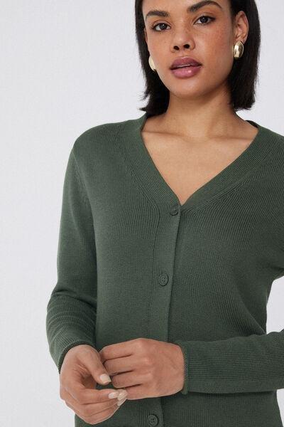 Green Fully-Fashioned Cardigan, 5701_920W, large image number 3