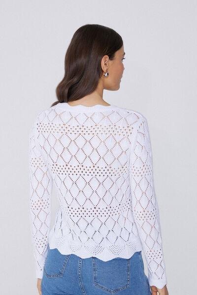 White Long Sleeve Sweater, White, large image number 2