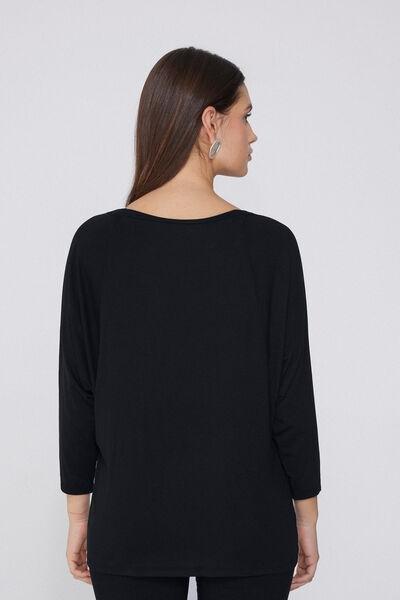 Black Oversized Boat Neck Top, , large image number 2