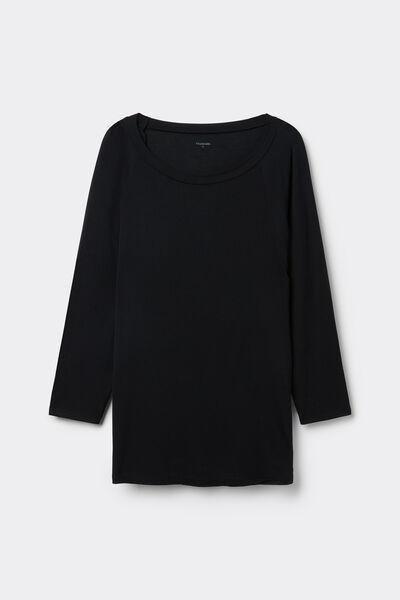 Black Oversized Boat Neck Top, , large image number 4
