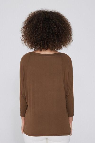 Brown Oversized Boat Neck Top, , large image number 2