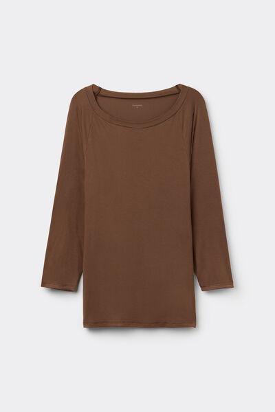 Brown Oversized Boat Neck Top, , large image number 4