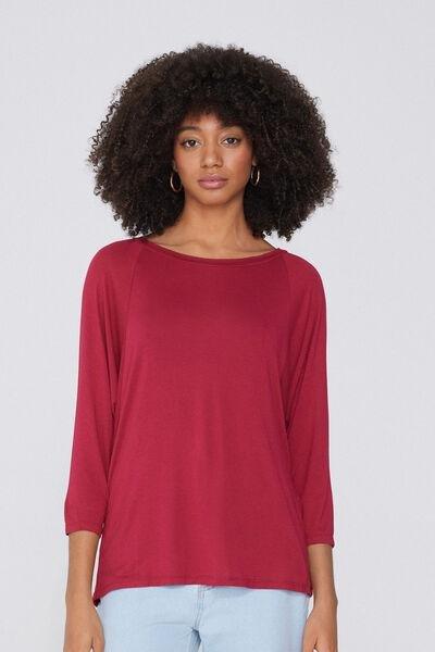 Red Oversized Boat Neck Top, , large image number 0