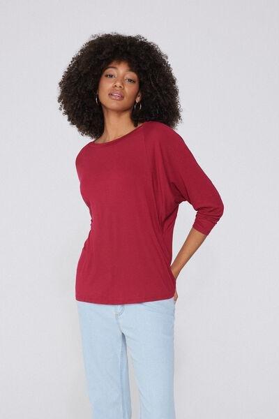 Red Oversized Boat Neck Top, , large image number 1