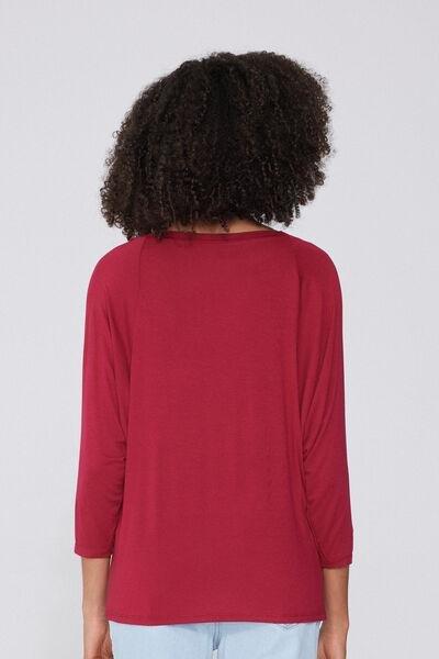 Red Oversized Boat Neck Top, , large image number 2