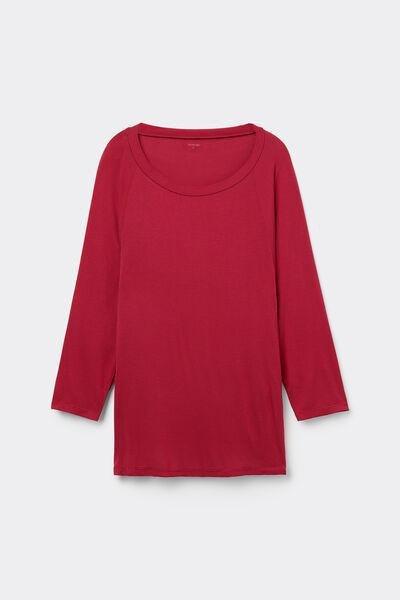Red Oversized Boat Neck Top, , large image number 4