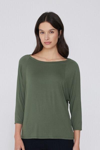 Green Oversized Boat Neck Top, , medium