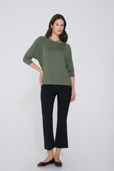 Green Oversized Boat Neck Top, , large image number 1