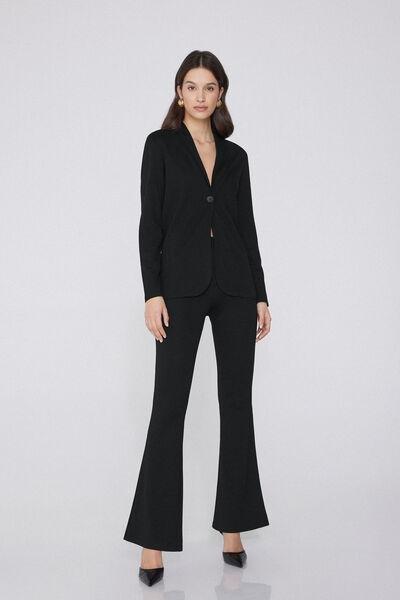 Black Long-Sleeved Milano Rib Blazer, , large image number 1