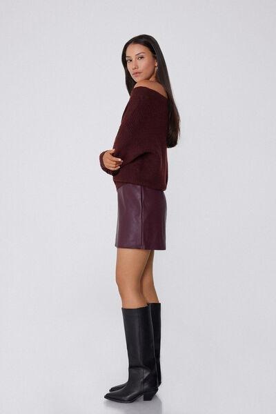 Burgundy Long Sleeve Merino Wool Sweater, 5701_921Y, large image number 1