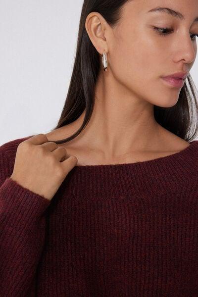 Burgundy Long Sleeve Merino Wool Sweater, 5701_921Y, large image number 2