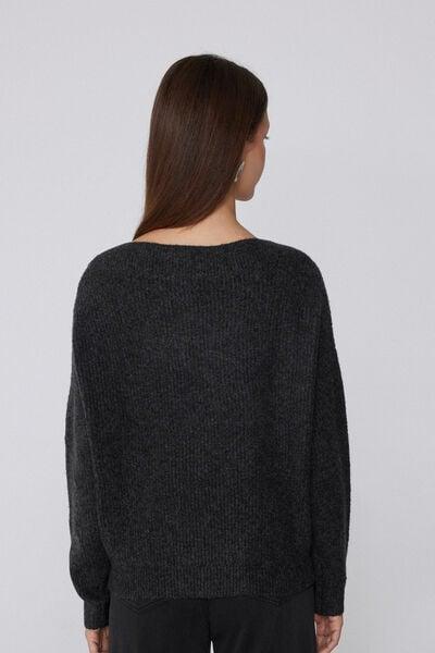 Grey Long Sleeve Boat Neck Ribbed Jumper, 5701_927Y, large image number 1