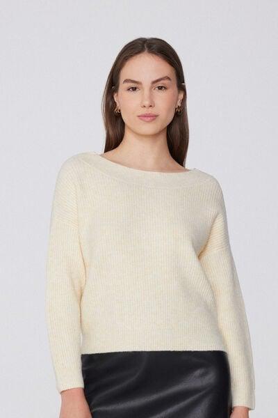 Violet Boat-Neck Long Sleeve Sweater, 5701_961Y, medium