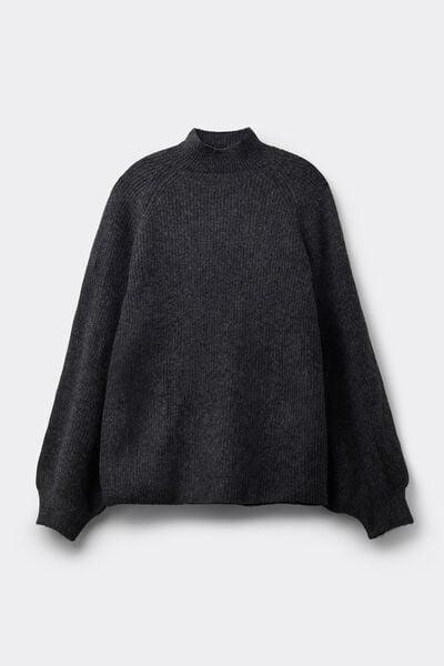 Grey Long Sleeve Crater Neck Ribbed Jumper, 5701_927Y, large image number 3